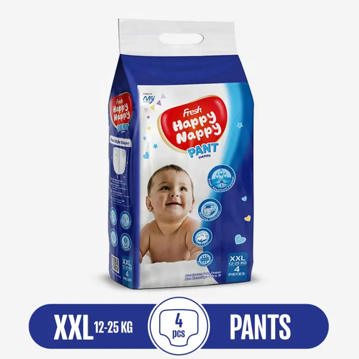 Fresh Happy Nappy Pant Diaper 12-25 KG (XXL Size) 4pcs Mini Pack