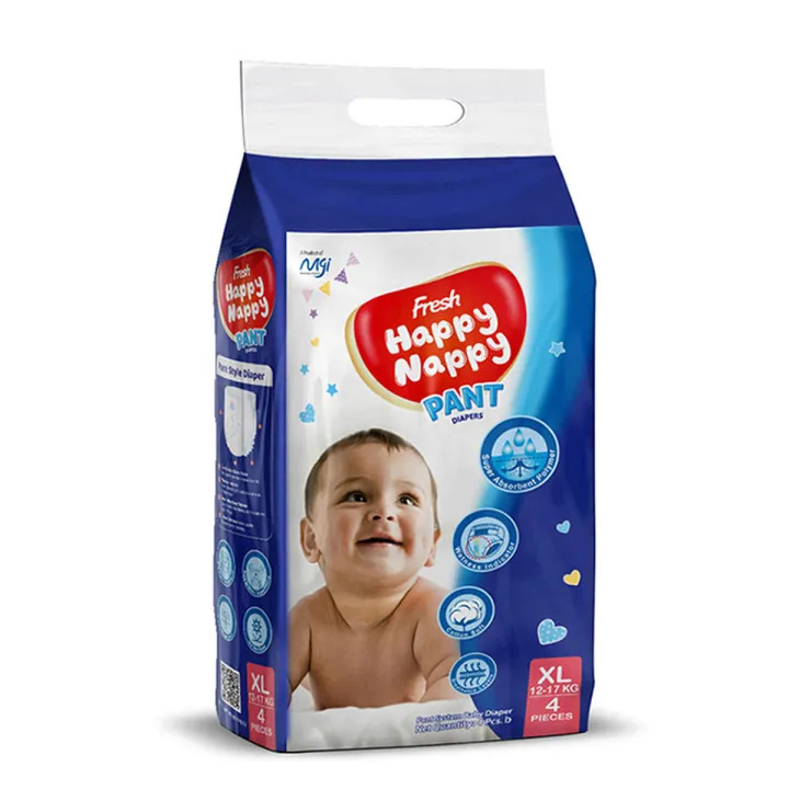 Fresh Happy Nappy Pant Diaper 12-17 KG (XL Size) 4pcs Mini Pack